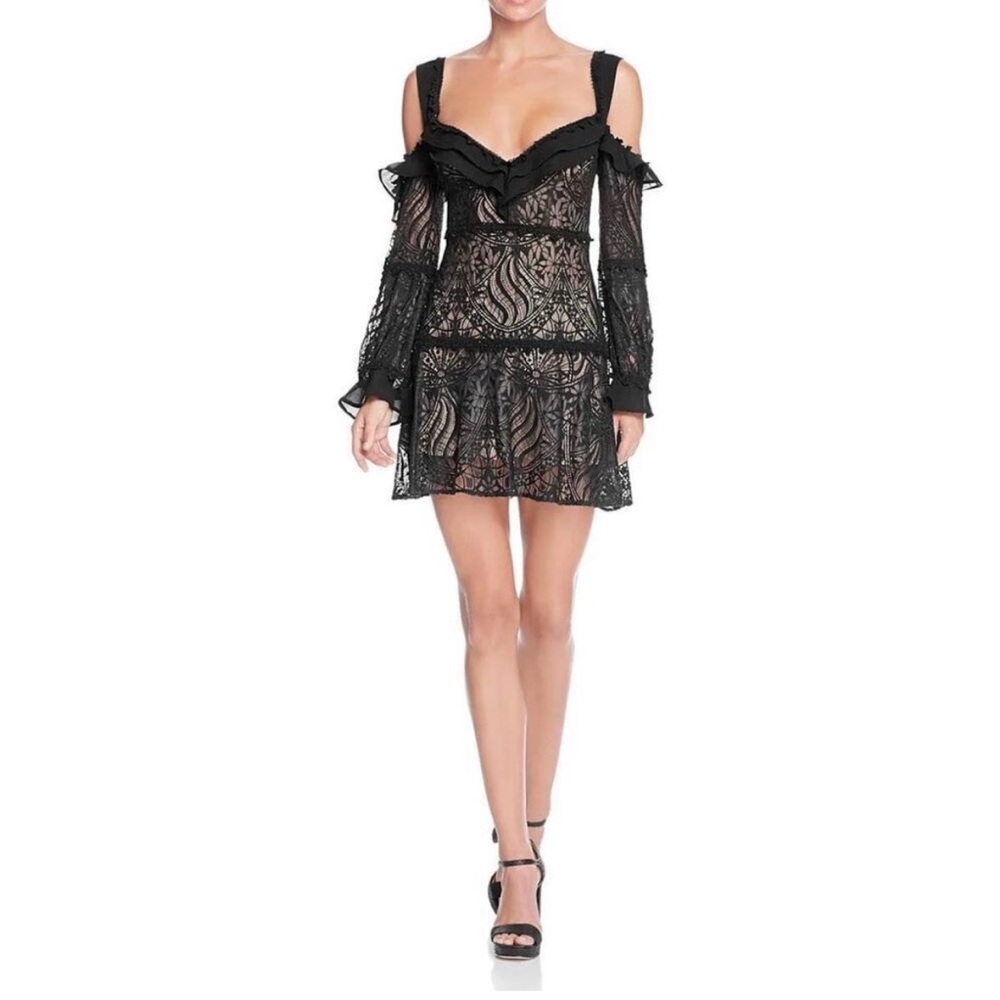For Love And Lemons Black Lace Mini Dress